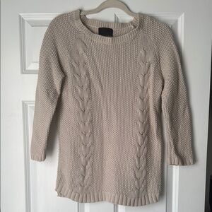Cynthia Rowley Light Beige Cable Knit Sweater with Ribbed Texture